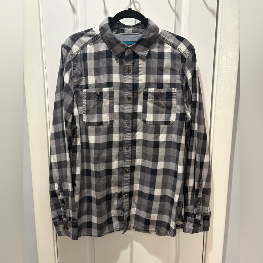 The North Face Buffalo Check Button Up Long Sleeve Outdoor Hiking Shirt Cotton